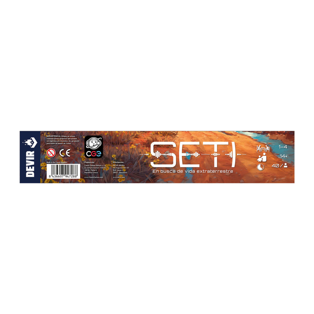 Seti.  observa con atención una porción aleatoria de cielo y encontrarás un millón de galaxias, cada una con miles de millones de estrellas. Las estrellas pueden tener planetas; los planetas pueden tener vida; la vida puede volverse inteligente. Y eso significa que, dondequiera que apuntes tu telescopio, podrías estar mirando a alguien que te está mirando a ti. Seti (acrónimo de search for extraterrestrial intelligence) es un juego de exploración y, en definitiva, de descubrimiento. Sabes que ahí fuera hay vida extraterrestre. Solo tienes que encontrarla. Mediante un uso sensato de recursos limitados, lanzarás sondas, explorarás planetas, escucharás las estrellas, e impulsarás la ciencia. Cada jugador controla una agencia de exploración espacial, basándose en tecnologías y técnicas del mundo real para desentrañar algunos de los mayores misterios de la humanidad.