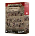 REGIMENT OF RENOWN: THE RED REVELATION WARHAMMER AGE OF SIGMAR. Toda una vida de matanzas ha llevado a Zarxor Ojo Infernal a perseguir un único objetivo: experimentar la batalla en todas sus formas y vislumbrar el verdadero rostro del Dios Rojo. Lo siguen quienes comparten su afán apocalíptico, mortales arrastrados a la locura de la batalla por la oratoria del predicador. Con este kit puedes montar La Revelación Roja, un regimiento de renombre para tus ejércitos de Discípulos de Tzeentch, Agusanados de Nurgle, Hedonitas de Slaanesh, Esclavos de la Oscuridad o Skaven de Warhammer Age of Sigmar. También es perfecta para empezar una nueva colección o ampliar tu ejército de Filos de Khorne de una forma más económica que comprando los kits por separado. Lidera la fuerza un Sacerdote Carnicero, rebosante de poder y armado con una enorme hacha a dos manos, que se lanza al combate para reclamar cráneos. Lo siguen una unidad de Saqueasangres y otra de Siegacráneos armados hasta los dientes.