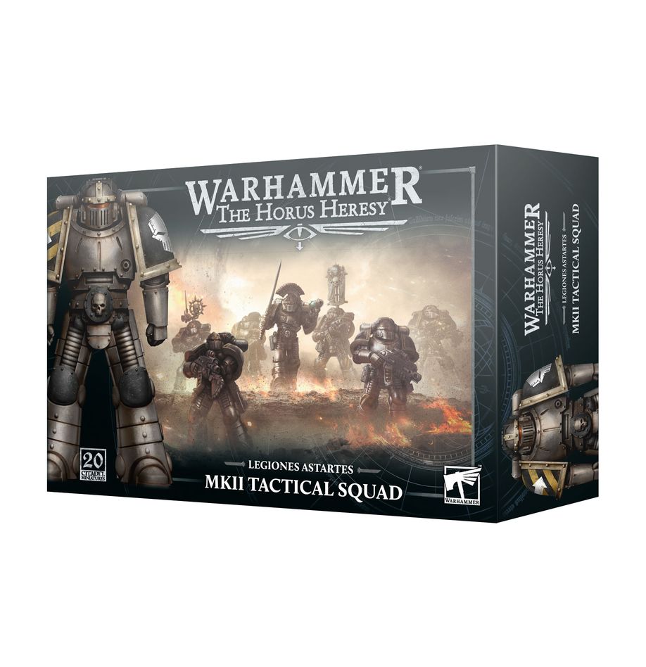 Mkii tactical squad warhammer: the horus heresy. Las escuadras tácticas son la espina dorsal de las legiones de marines espaciales y la fuerza motriz de la gran cruzada que las llevó a reconquistar buena parte de la galaxia. Son unidades altamente flexibles, eficaces en escenarios tanto ofensivos como defensivos: son capaces de asaltar posiciones fortificadas, ocupar y mantener objetivos estratégicos, y operar con fiabilidad en cualquier tipo de terreno y situación. En su momento, la servoarmadura mark ii “cruzada” era el epítome de la tecnología de los marines espaciales: una armadura de combate sellada al vacío, con protección contra la radiación y capaz de soportar cantidades de daño sin precedentes. Pese a su antigüedad, su uso seguía estando a la orden del día cuando estalló la herejía de horus. Con este kit multicomponente de plástico puedes montar 20 space marines legionaries para usarlos como tactical squad en warhammer: the horus heresy. Son ideales para controlar objetivos clave, abatir unidades enemigas con andanadas de fuego bólter o reforzar tu primera línea y cambiar el curso de la batalla. El kit te permite montar una unidad grande o dos unidades de 10 miniaturas, cada una con sus propios sergeant, legionary con nuncio-vox y legionary con vexilla opcionales. Para el sergeant puedes elegir entre tres cabezas, dos descubiertas y una con un casco con penacho transversal, y equiparlo con bolter o plasma pistol en una mano y power sword, power fist o lightning claw en la otra. También puede llevar una melta bomb opcional. Los legionaries con bolter tienen la opción de montar una bayonet o chain bayonet, y las cabezas, granadas, pistoleras, cartucheras y demás accesorios son intercambiables entre todas las miniaturas.