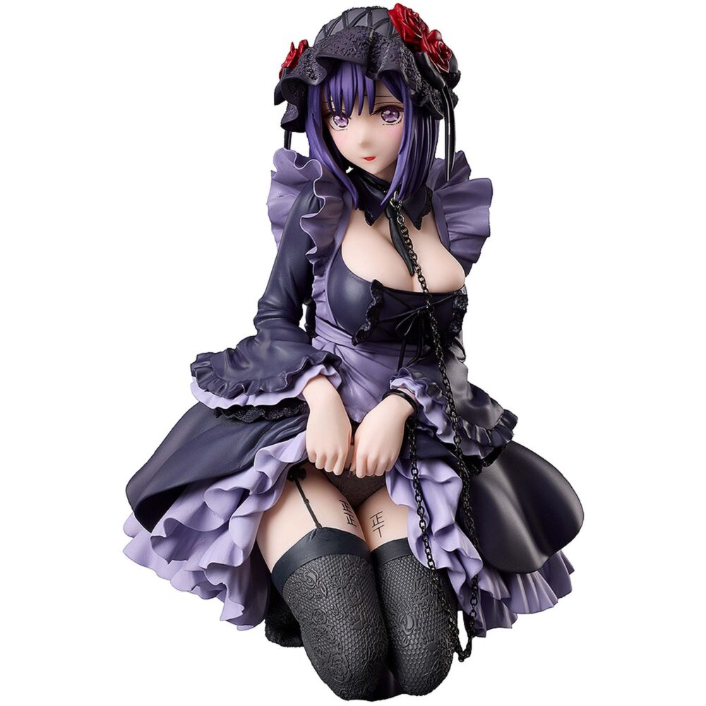 Marin kitagawa shizuku kuroe version my dress-up darling. Aniplex presenta la figura de marin kitagawa con su cosplay de shizuku kuroe, está basada en su aparición en el anime "my dress-up darling". Esta figura recrea la ilustración de la portada del segundo volumen del dvd. Muestra una atención excepcional al detalle, desde los delicados encajes hasta los voluminosos volantes. Mide aproximadamente 14 cm y cuenta con una base circular transparente para su exhibición.