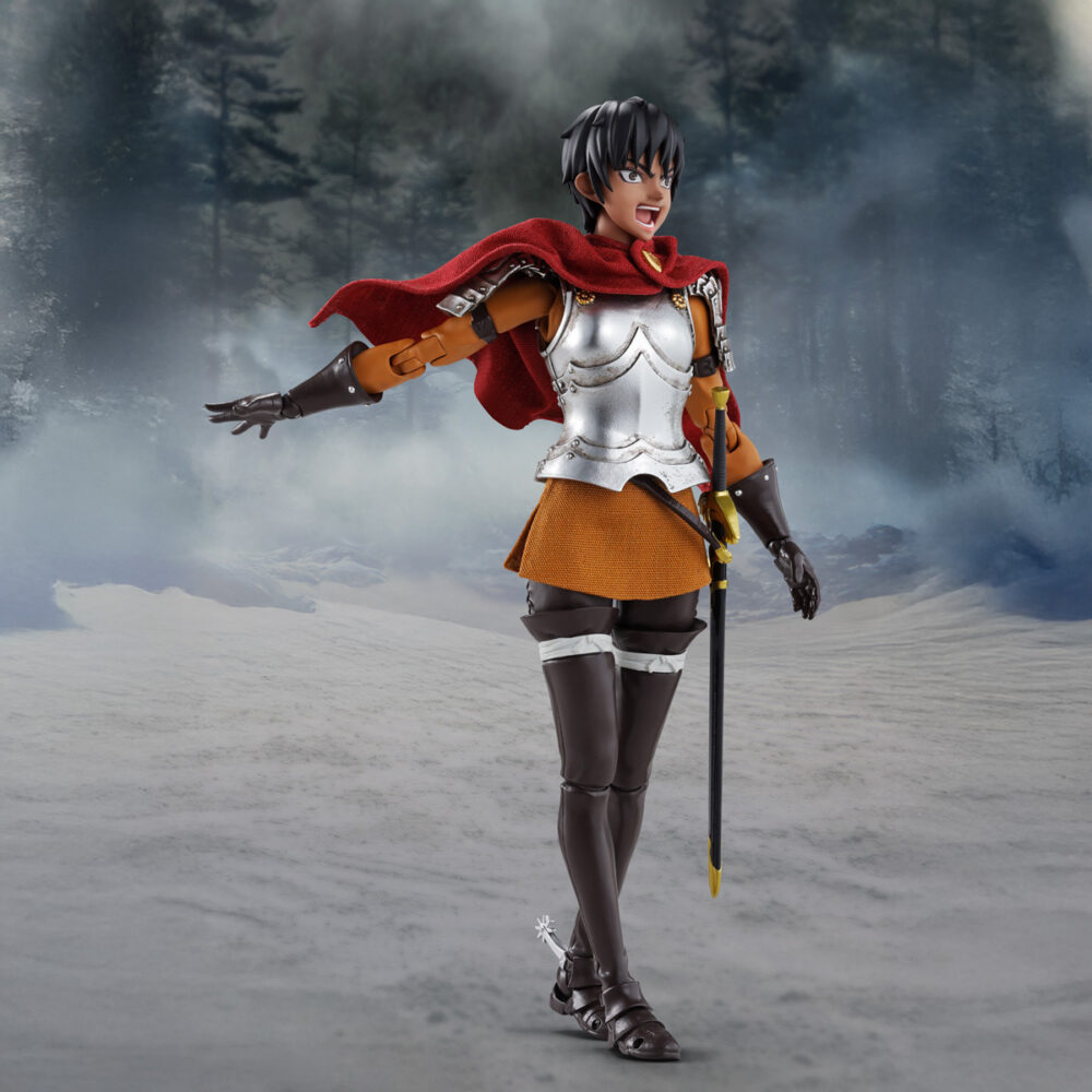 Casca the band of the hawk berserk sh figuarts. Tamashii añade a su colección s. H. Figuarts, la figura articulada de casca, miembro de la banda del halcón en las películas de animación "berserk: the golden age arch" ("berserk: la edad de oro" en españa). El desarrollo de esta figura de 15 cm de altura ha sido supervisado por studio gaga y cuenta con unas proporciones realistas, con un rostro fielmente reproducido mediante impresión digital. La armadura se ha coloreado de tal forma que refleja su uso en batalla. Se ha utilizado tela para confeccionar tanto la falda como la capa, esta última con alambre interno que permite recrear poses dinámicas y naturales. Se incluye 1x casco articulado (junto a 1x pieza de flequillo) que se puede abrir y cerrar, 4x pares de manos, 1x placa facial adicional y 1x espada. Unidades limitadas.