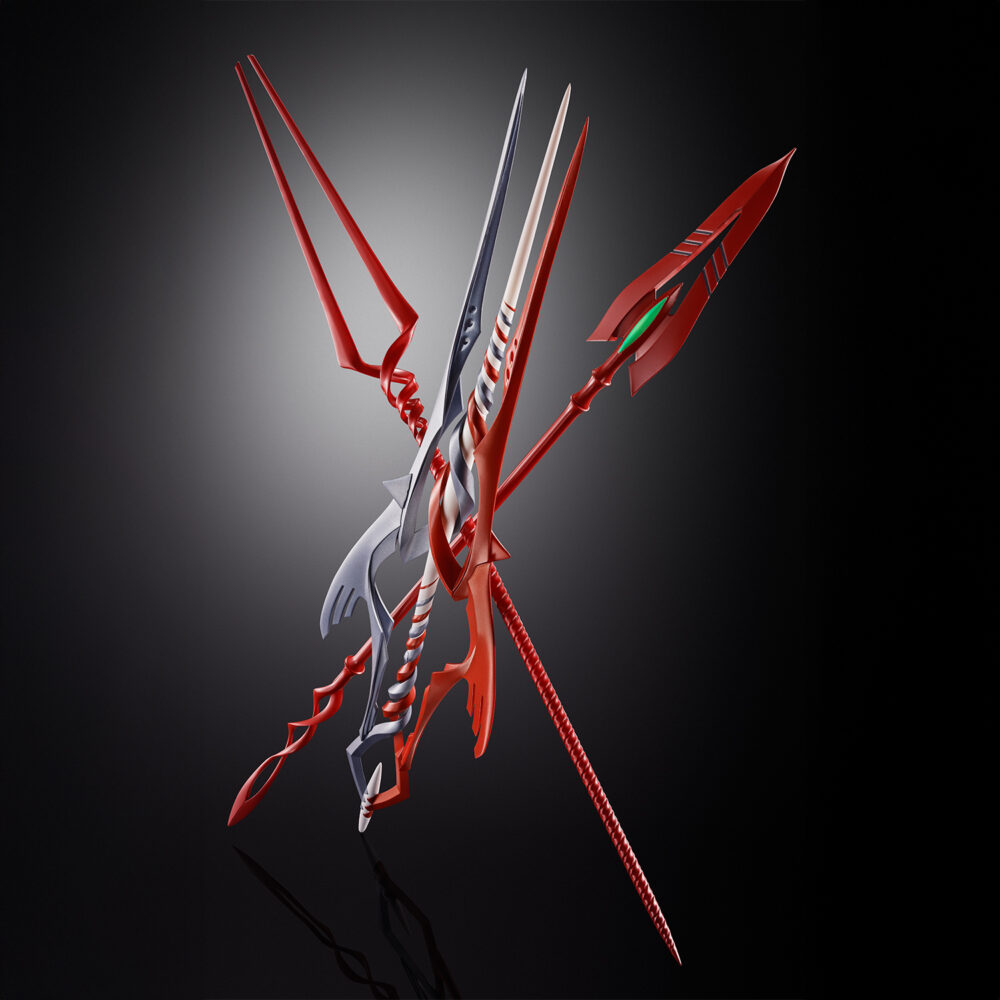3 spears set 30th anniversary another color version evangelion metal build.  para celebrar el 30. ° aniversario de la serie evangelion , bandai spirits presenta metal build: evangelion - 3 spears set - 30th anniversary another color ver. (edición limitada) , un sorprendente paquete de armas diseñado para mejorar tus unidades eva metal build. Este set conmemorativo incluye versiones con nuevos colores de la lanza de gaius , la lanza de cassius y la lanza de longinus , cada una con una aplicación de pintura más sólida e intensa, distinta a la de las ediciones anteriores. Diseñado específicamente para las figuras de evangelion de metal build, el set también incluye una gama de manos intercambiables diseñadas para las unidades eva 01, 02 y 00/00 modificadas, junto con tres juegos de articulaciones para personalizar la exhibición. Amplía tus opciones de visualización, desbloquea nuevas poses y revive momentos icónicos con estas armas legendarias, ahora en colores premium del 30. ° aniversario.