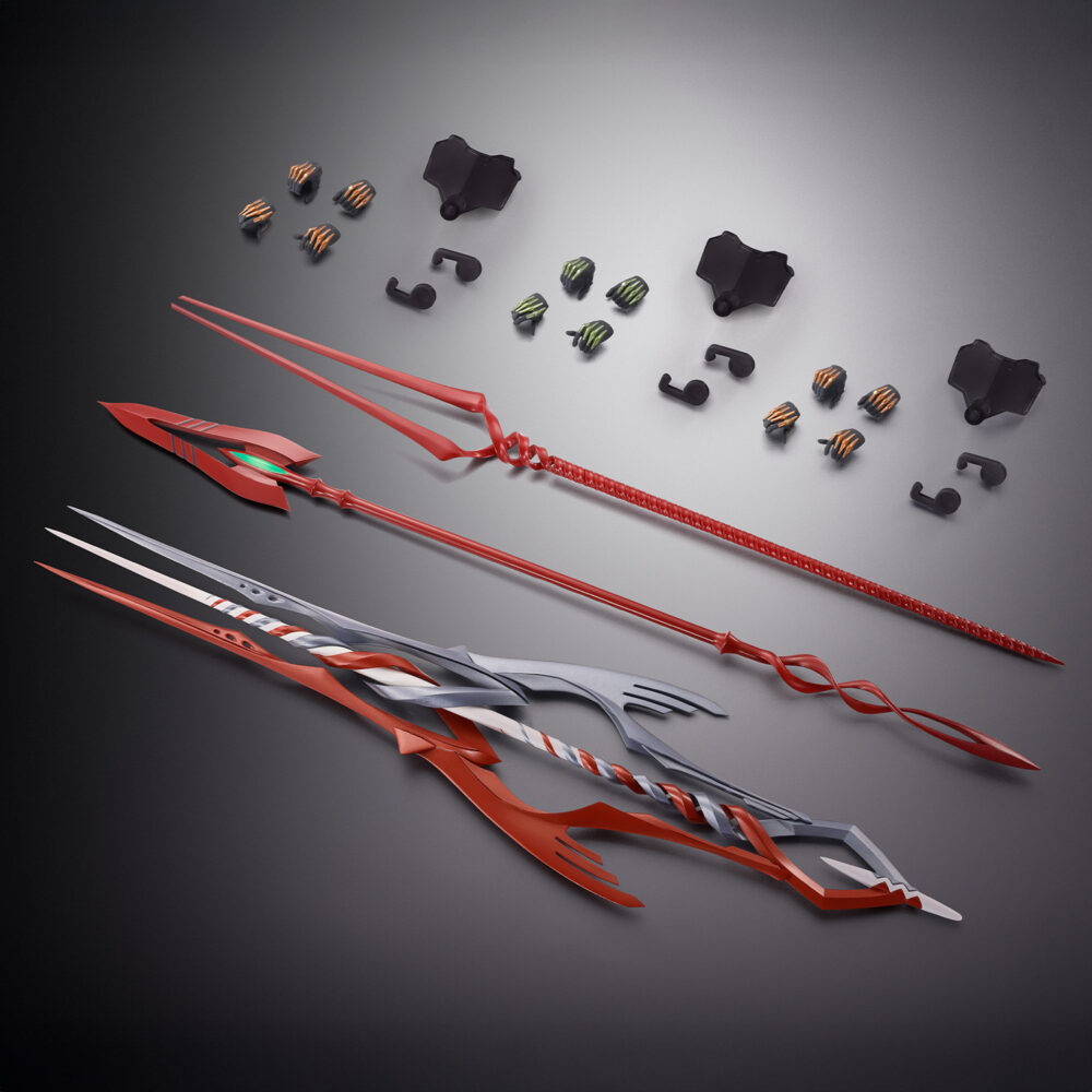 3 spears set 30th anniversary another color version evangelion metal build.  para celebrar el 30. ° aniversario de la serie evangelion , bandai spirits presenta metal build: evangelion - 3 spears set - 30th anniversary another color ver. (edición limitada) , un sorprendente paquete de armas diseñado para mejorar tus unidades eva metal build. Este set conmemorativo incluye versiones con nuevos colores de la lanza de gaius , la lanza de cassius y la lanza de longinus , cada una con una aplicación de pintura más sólida e intensa, distinta a la de las ediciones anteriores. Diseñado específicamente para las figuras de evangelion de metal build, el set también incluye una gama de manos intercambiables diseñadas para las unidades eva 01, 02 y 00/00 modificadas, junto con tres juegos de articulaciones para personalizar la exhibición. Amplía tus opciones de visualización, desbloquea nuevas poses y revive momentos icónicos con estas armas legendarias, ahora en colores premium del 30. ° aniversario.