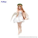 ASUNA SWORD ART ONLINE BICUTE PUREV. Furyu lanza la figura BiCute Pure de Asuna Yuuki, inspirada en la saga "Sword Art Online". Mide aproximadamente 24 cm de alto y está fabricada en ATBC-PVC, ABS y fibras de poliéster para sus acabados textiles y medias realistas. Tiene un diseño elegante, vestida de blanco y pose encantadora sobre una base circular transparente para su exposición.