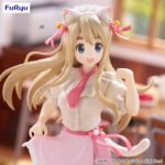 TSUMUGI KOTOBUKI K-ON TRIO-TRY-IT. Furyu introduce en su colección Trio-Try-iT la figura de Tsumugi Kotobuki, una de las cantantes del anime "K-ON!". Fabricada en ATBC-PVC y ABS, mide aproximadamente 22 cm de alto y presenta un acabado de gran calidad. Posando con su cabello al viento y su pierna flexionada con una expresión alegre, tal como se caracteriza su personaje.