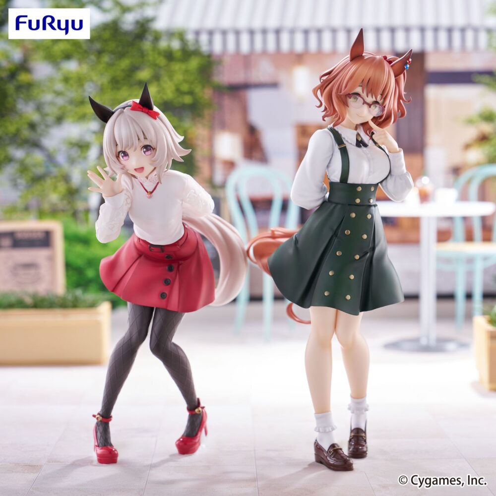 Cerren chan uma musume pretty derby ttrio-try-it. Furyu suma a su catálogo trio-try-it la figura de curren chan, el ángel de los selfies de "umamusume: pretty derby". Fabricada en atbc-pvc y abs, mide 19 cm de alto, saludando con una pose tierna y encantadora siendo fiel a la naturaleza de su personaje.
