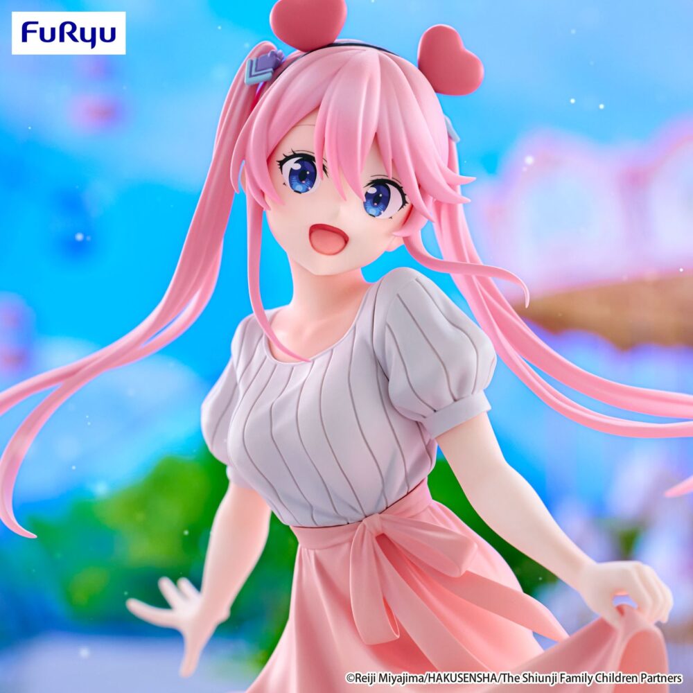 Shiunji ouka: theme park day the shiunji family children trio-try-it. Furyu lanza la figura trio-try-it de ouka shiunji, la tercera hija de la familia shiunji, se presenta en su versión de día de los parques temáticos, inspirada en el anime "the shiunji family children". Mide 21 cm y está hecha en atbc-pvc y abs. Se presenta con su traje rosa en una pose alegre y encantadora.