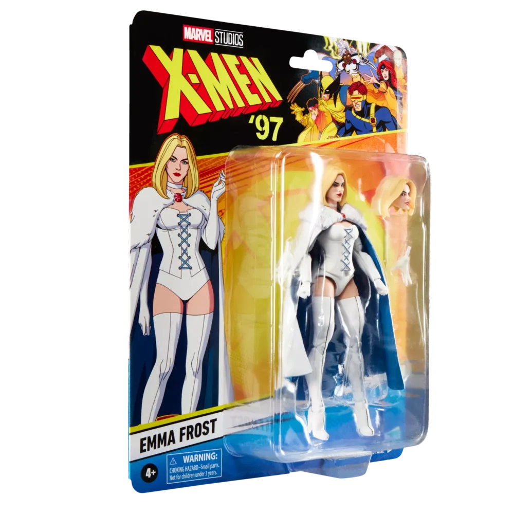 Emma frost x-men 97 marvel legends series. Esta figura marvel coleccionable tiene una escala de 15 cm y está inspirada en la apariencia del personaje en la serie x-men '97 de marvel studios. Este set de figura de acción de marvel viene con 3 accesorios, incluyendo una cabeza y manos alternativas. Las figuras de acción marvel de hasbro a escala de 15 cm son ideales para exhibirlas en las colecciones de los fans. Reimagina escenas inspiradas en la serie en tus estantes con los artículos de colección de marvel. Esta figura cuenta con diseño premium y cabeza, brazos y piernas completamente articulables escala de la figura: 15 cm copyright 2025 marvel. Hasbro y todos los términos relacionados son marcas registradas de hasbro.