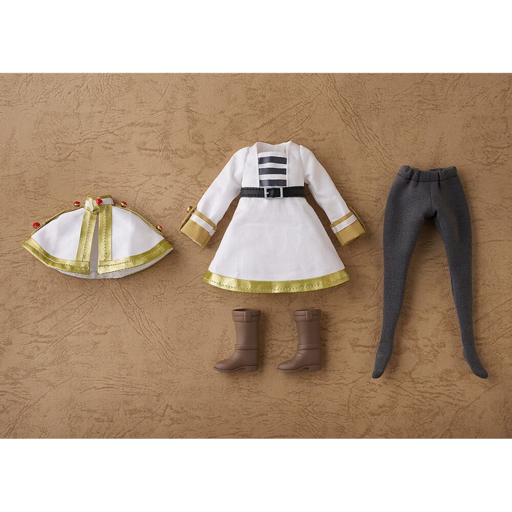 Frieren frieren: beyond journey´s end harmonia humming. Good smile company presenta una nueva incorporación a su línea harmonia humming con la muñeca de frieren, protagonista del anime "frieren: beyond journey's end". La figura de 23 cm ha sido cuidadosamente recreada con atención al detalle, incluyendo su peinado con cabello sintético, vestimenta de tela y ojos articulados, lo que permite ajustar la dirección de la mirada y la postura. Incluye: 1x base para exposición transparente, 1x par de botas, 1x capa, 1x medias y 1 vestido de tela. No se sostiene por sí sola, debe usarse el soporte incluido.
