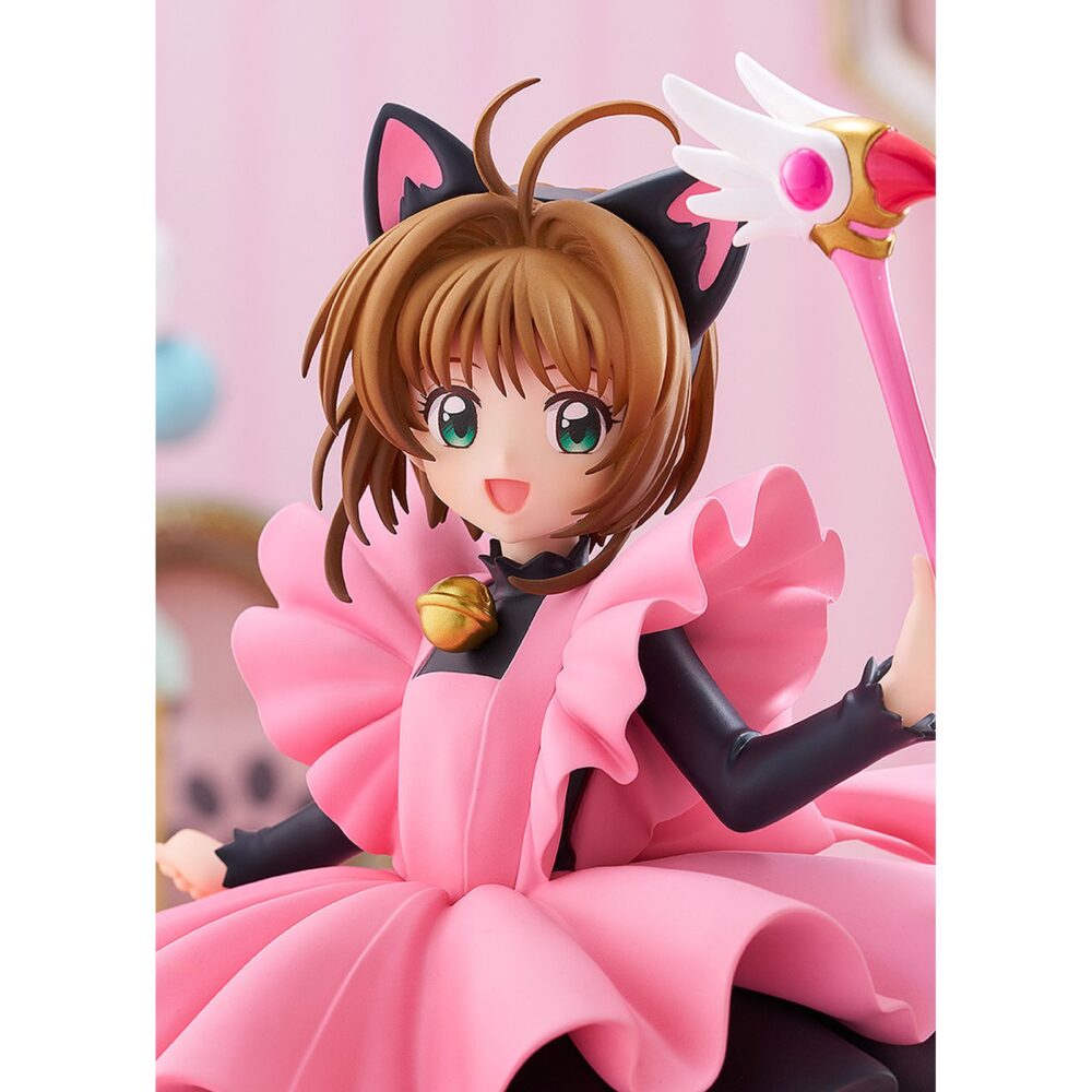 Sakura kinomoto: black cat costume cardcaptor sakura pop up parade l. Good smile company introduce en la línea pop up parade l la figura de sakura kinomoto con disfraz de gato negro, inspirada en su personaje del anime "cardcaptor sakura". Esta figura de unos 22 cm combina una presencia impactante con la accesibilidad de la colección, e incluye base circular transparente para exposición.