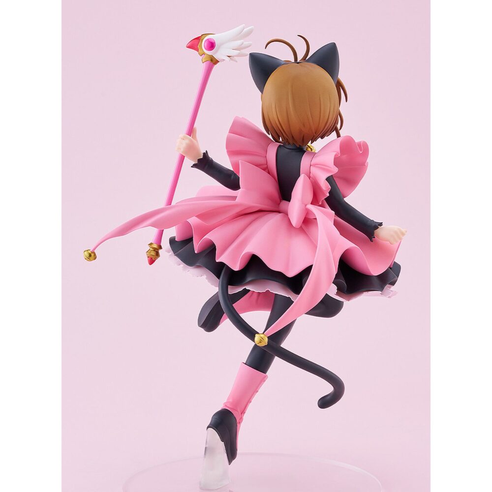 Sakura kinomoto: black cat costume cardcaptor sakura pop up parade l. Good smile company introduce en la línea pop up parade l la figura de sakura kinomoto con disfraz de gato negro, inspirada en su personaje del anime "cardcaptor sakura". Esta figura de unos 22 cm combina una presencia impactante con la accesibilidad de la colección, e incluye base circular transparente para exposición.