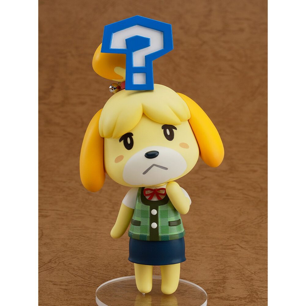 Isabelle figura 10 cm animal crossing: new leaf nendoroid re-run. Good smile company vuelve a presentar dentro de su línea nendoroid la figura de 10 cm de isabelle (o canela en españa), inspirada en el personaje del videojuego para nintendo 3ds "animal crossing: new leaf". Cuenta con sus característicos cascabeles como adorno de pelo que emite el icónico sonido del juego. Incluye 1x base con soporte transparente, 1x portapapeles con bolígrafo, 1x conjunto de notas musicales, 3x expresiones faciales (normal, contenta y preocupada) y 1x pieza con signo de interrogación para colocarla sobre su cabeza y recrear la pose del videojuego "¿necesitas algo? ".