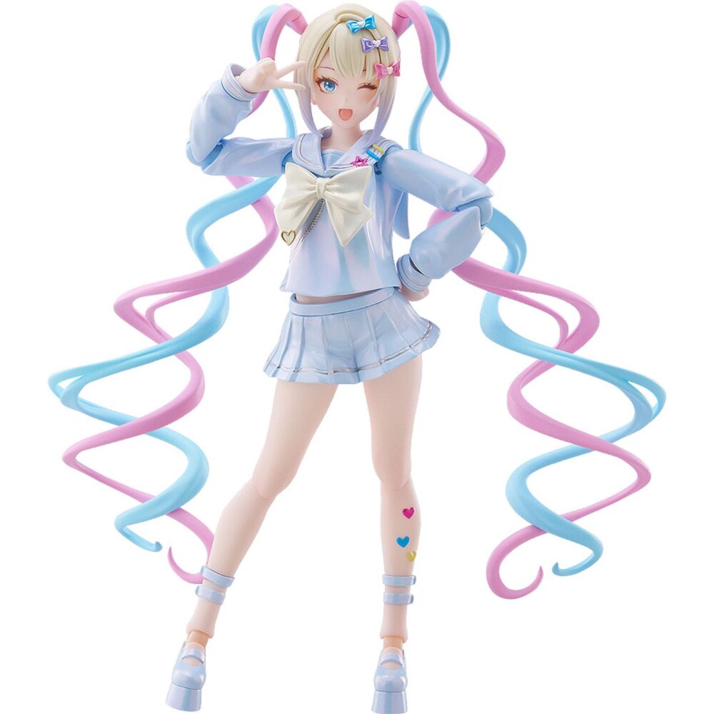 Omgkawaiiangel needy streamer overload figma. Good smile company incorpora a su colección figma la figura de omg kawaii angel, la protagonista del videojuego "needy streamer overload". Esta figura articulada de 15 cm de altura incluye 4x placas faciales (sonriente, alegre, guiñando un ojo y asustada), 1x gato y 6x manos intercambiables. Se presenta con su característico traje azul (decorado con lazos y corazones) y las típicas coletas que le aportan dinamismo. Como parte de la colección cuenta con su base hexagonal semitransparente con el logotipo de figma.