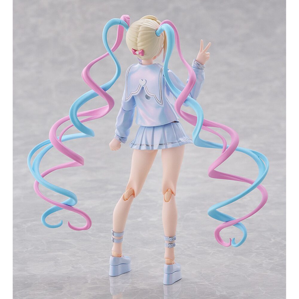 Omgkawaiiangel needy streamer overload figma. Good smile company incorpora a su colección figma la figura de omg kawaii angel, la protagonista del videojuego "needy streamer overload". Esta figura articulada de 15 cm de altura incluye 4x placas faciales (sonriente, alegre, guiñando un ojo y asustada), 1x gato y 6x manos intercambiables. Se presenta con su característico traje azul (decorado con lazos y corazones) y las típicas coletas que le aportan dinamismo. Como parte de la colección cuenta con su base hexagonal semitransparente con el logotipo de figma.