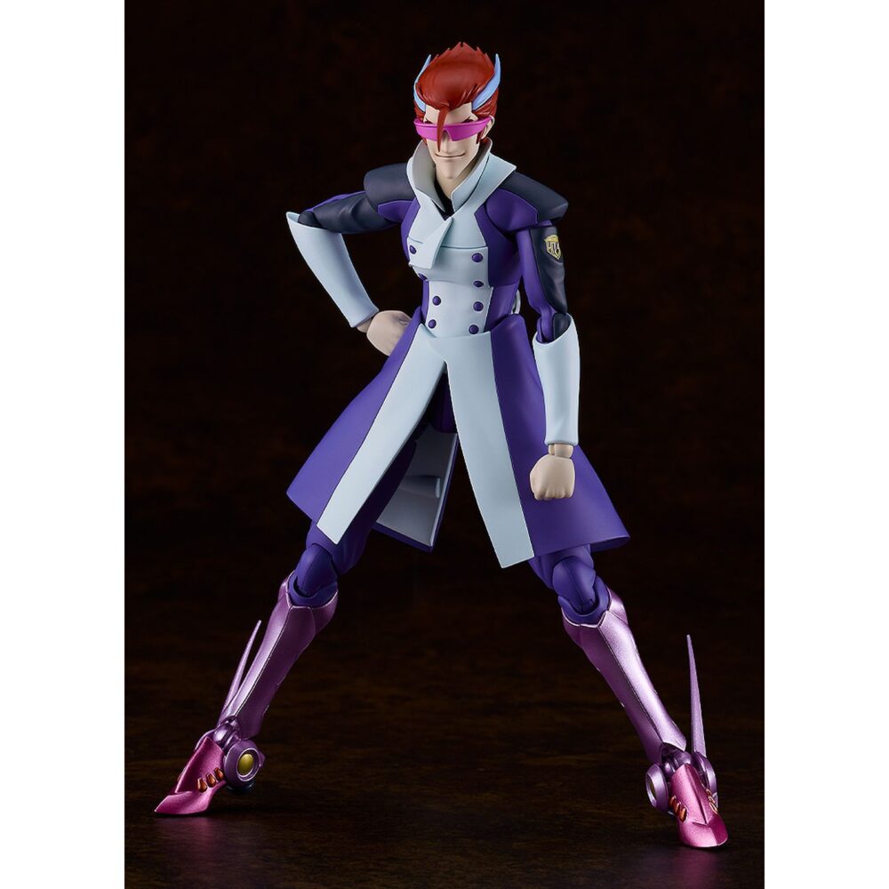 Straight cougar s-cry-ed plamatea. Good smile company presenta, dentro de la colección plamatea, el set de montaje de straight cougar, el veloz personaje del anime "s-cry-ed". Una vez montada esta maqueta articulada mide aproximadamente 17 cm. Incluye 3x placas faciales sonrientes, 3x placas faciales adicionales con calcomanías para personalizar las expresiones y 2x piernas con parte extensible para colocar en su forma "radical good speed – leg unit only" que permiten además elegir entre pistones largos o cortos. La figura se puede mostrar con o sin gafas de sol, o con ellas levantadas gracias a las partes opcionales de la cabeza. Todas las piezas vienen separadas por colores y algunas están pintadas para facilitar el montaje sin necesidad de pintura posterior. Incluye base hexagonal articulada para exposición.