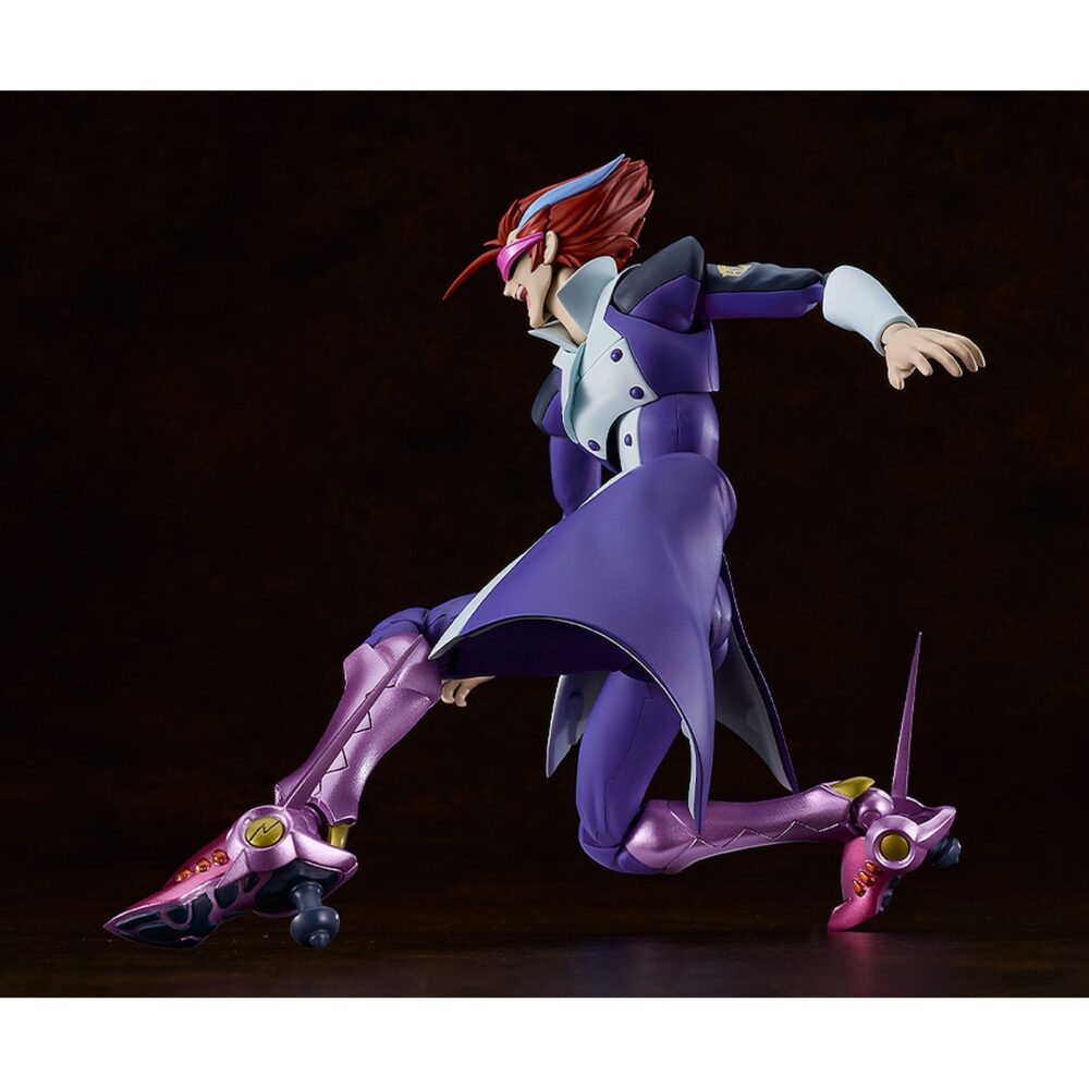 Straight cougar s-cry-ed plamatea. Good smile company presenta, dentro de la colección plamatea, el set de montaje de straight cougar, el veloz personaje del anime "s-cry-ed". Una vez montada esta maqueta articulada mide aproximadamente 17 cm. Incluye 3x placas faciales sonrientes, 3x placas faciales adicionales con calcomanías para personalizar las expresiones y 2x piernas con parte extensible para colocar en su forma "radical good speed – leg unit only" que permiten además elegir entre pistones largos o cortos. La figura se puede mostrar con o sin gafas de sol, o con ellas levantadas gracias a las partes opcionales de la cabeza. Todas las piezas vienen separadas por colores y algunas están pintadas para facilitar el montaje sin necesidad de pintura posterior. Incluye base hexagonal articulada para exposición.