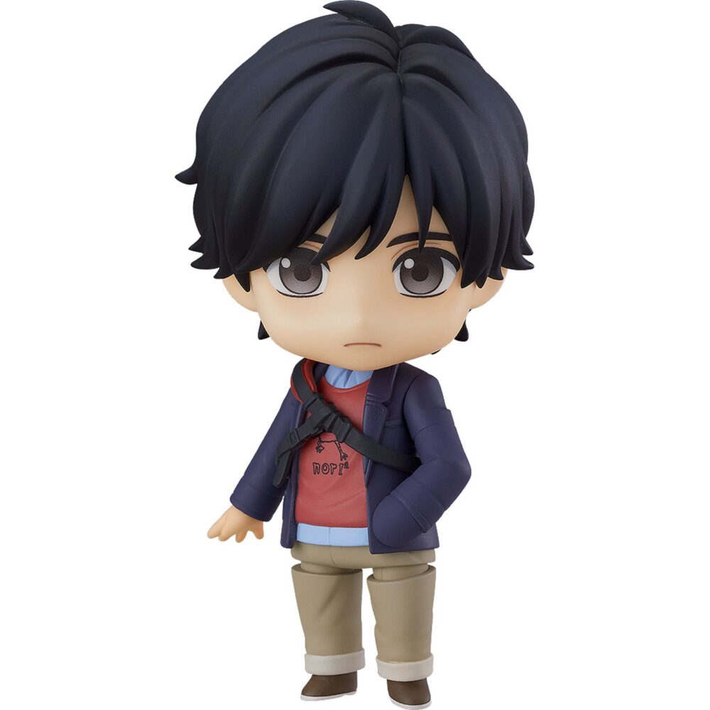 Eiji okumara banana fish nendoroid. Orange rouge reintroduce en su colección nendoroid la figura de de eiji okumura, el estudiante universitario y asistente de cámara de la serie anime "banana fish". Esta figura articulada de unos 10 cm incluye 3x placas faciales (expresión estándar, sonriente y haciendo pucheros). Entre los accesorios incluidos se encuentran 1x bolso, 1x ración de arroz y 1x par de palillos. Viene con base transparente para exposición.