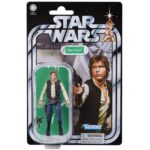 HAN SOLO VINTAGE COLLECTION STAR WARS RETURN OF THE JEDI. Hasbro presenta dentro de su colección The Vintage Collection la figura articulada Han Solo, inspirada en su aparición en la película "Star Wars: A New Hope" (o "Star Wars: Una nueva esperanza" en España). Mide 9,5 cm de altura e incluye 1x blaster como accesorio. Se presenta en un blíster estilo vintage. UNIDADES LIMITADAS.