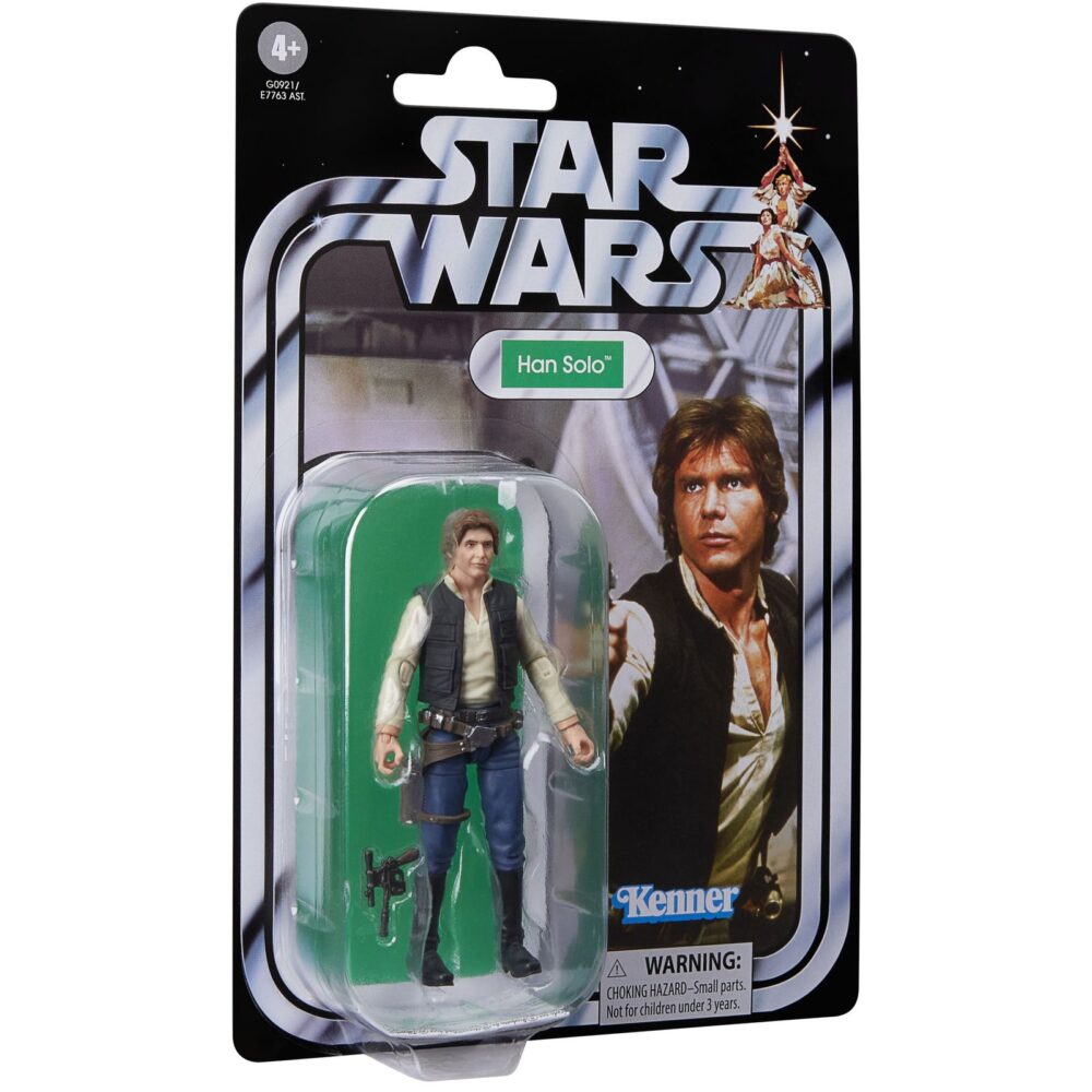 Han solo vintage collection star wars return of the jedi. Hasbro presenta dentro de su colección the vintage collection la figura articulada han solo, inspirada en su aparición en la película "star wars: a new hope" (o "star wars: una nueva esperanza" en españa). Mide 9,5 cm de altura e incluye 1x blaster como accesorio. Se presenta en un blíster estilo vintage. Unidades limitadas.