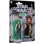 HAN SOLO VINTAGE COLLECTION STAR WARS RETURN OF THE JEDI. Hasbro presenta dentro de su colección The Vintage Collection la figura articulada Han Solo, inspirada en su aparición en la película "Star Wars: A New Hope" (o "Star Wars: Una nueva esperanza" en España). Mide 9,5 cm de altura e incluye 1x blaster como accesorio. Se presenta en un blíster estilo vintage. UNIDADES LIMITADAS.