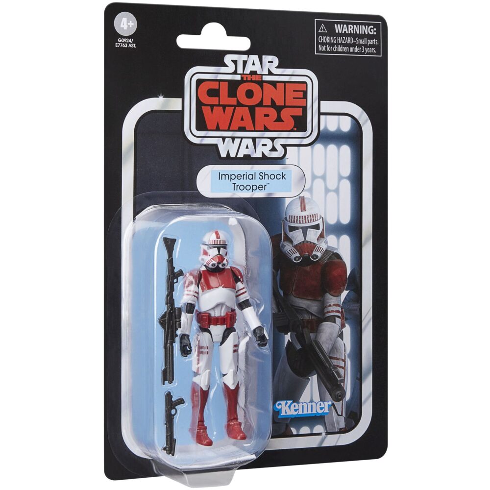Imperial shock trooper vintage collection star wars the clone wars. Hasbro introduce a su colección the vintage collection la figura articulada de un soldado de choque imperial, inspirada en su aparición en la serie de animación "star wars: the clone wars". Mide 9,5 cm de altura e incluye 2x blaster (uno largo y otro corto). Se presenta en un blíster estilo vintage. Unidades limitadas.