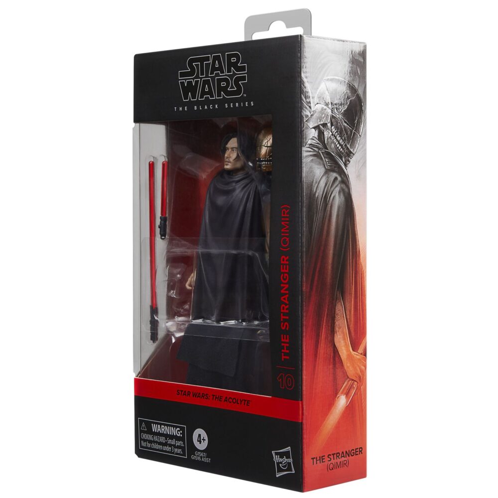 The stranger qimir black series star wars the acolyte. Hasbro incorpora a la colección the black series esta figura premium de "el extraño", también conocido como qimir, inspirada en su aparición la serie "star wars: the acolyte" ("star wars: el acólito" en españa). Mide aproximadamente 15 cm y presenta un diseño fiel al personaje, con acabados de alta calidad y múltiples puntos de articulación. Incluye 2x sables de luz (uno largo y uno corto) y 1x cabeza intercambiable con su terrorífico casco. Se presenta en una caja con ventana. Unidades limitadas.