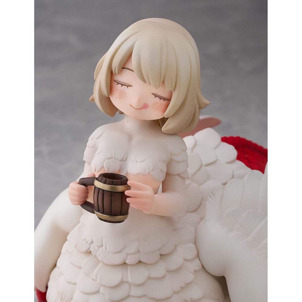 Gochisosama falin (chimera) delicious in dungeon. Kadokawa presenta esta figura de falin en su forma de quimera, satisfecha y agradecida por la comida que ha tomado (gochisosama). La figura del personaje "delicious in dungeon" (o "tragones y mazmorras" en españa) está basada en una escultura del artista shibi, que ha sido reesculpida y recolorada para esta versión fabricada con pvc. Con una longitud de 14,5 cm, representa a falin en su forma quimérica con plumas, garras y una expresión adorable mientras disfruta de la comida. El esculpido captura a la perfección su ternura, incluyendo su cola curvada con expresión de satisfacción.