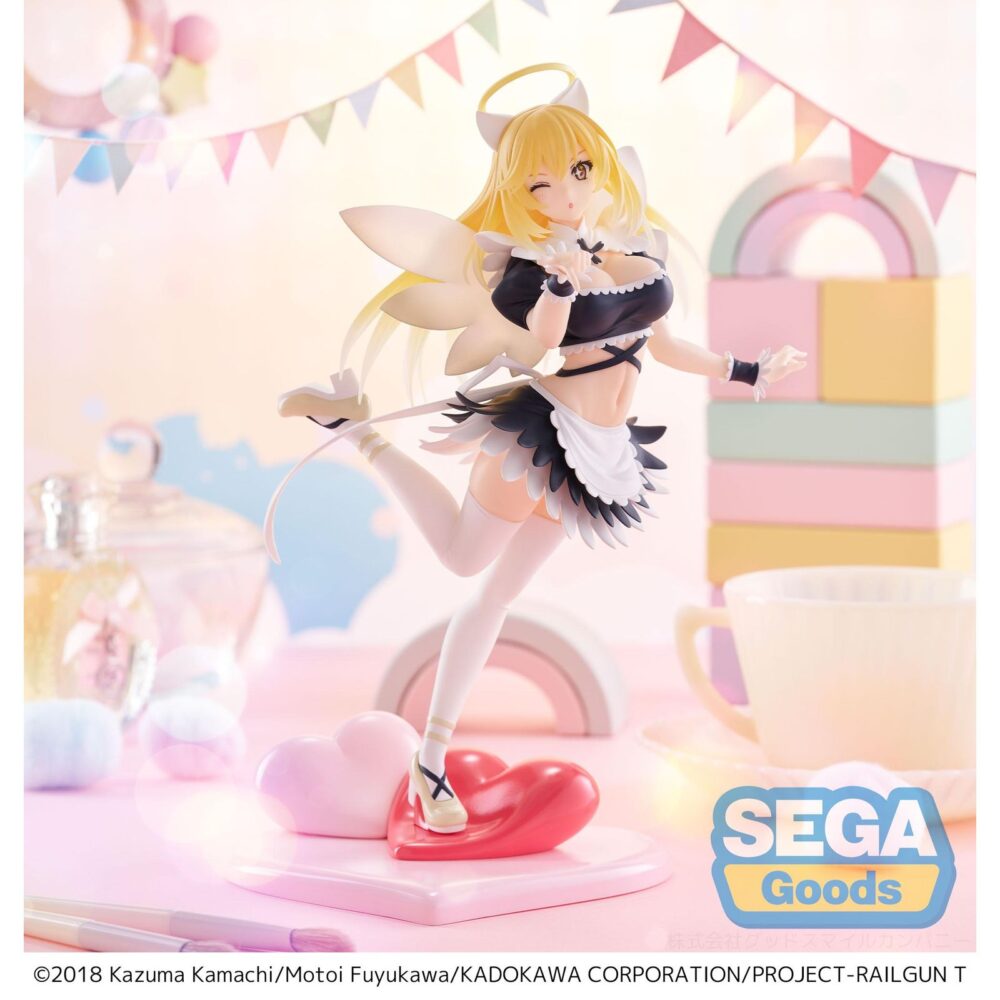 Misaki shokuhou fallen angel maid a certain scientific railgun t luminasta. Sega introduce en su colección luminasta esta figura de misaki shokuhou con atuendo de doncella celestial, inspirada en la serie "a certain scientific railgun t". Con una altura de aproximadamente 20 cm, está fabricada en pvc con un diseño detallado sobre una base decorada con corazones.
