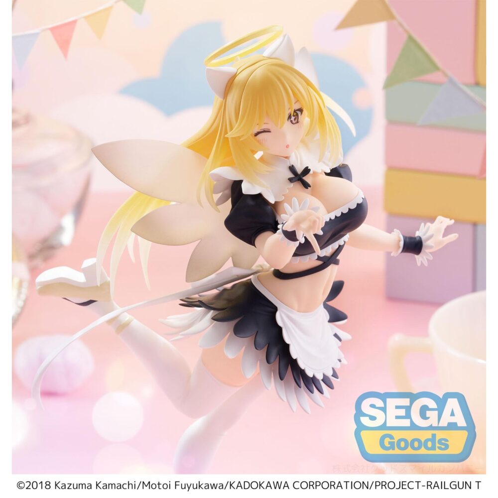 Misaki shokuhou fallen angel maid a certain scientific railgun t luminasta. Sega introduce en su colección luminasta esta figura de misaki shokuhou con atuendo de doncella celestial, inspirada en la serie "a certain scientific railgun t". Con una altura de aproximadamente 20 cm, está fabricada en pvc con un diseño detallado sobre una base decorada con corazones.