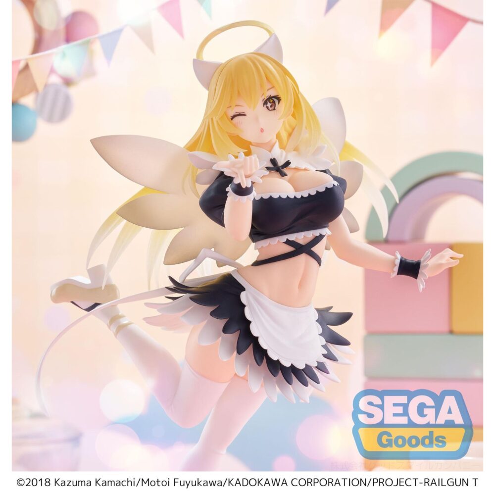 Misaki shokuhou fallen angel maid a certain scientific railgun t luminasta. Sega introduce en su colección luminasta esta figura de misaki shokuhou con atuendo de doncella celestial, inspirada en la serie "a certain scientific railgun t". Con una altura de aproximadamente 20 cm, está fabricada en pvc con un diseño detallado sobre una base decorada con corazones.