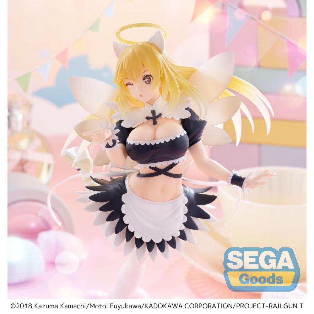 Misaki shokuhou fallen angel maid a certain scientific railgun t luminasta. Sega introduce en su colección luminasta esta figura de misaki shokuhou con atuendo de doncella celestial, inspirada en la serie "a certain scientific railgun t". Con una altura de aproximadamente 20 cm, está fabricada en pvc con un diseño detallado sobre una base decorada con corazones.