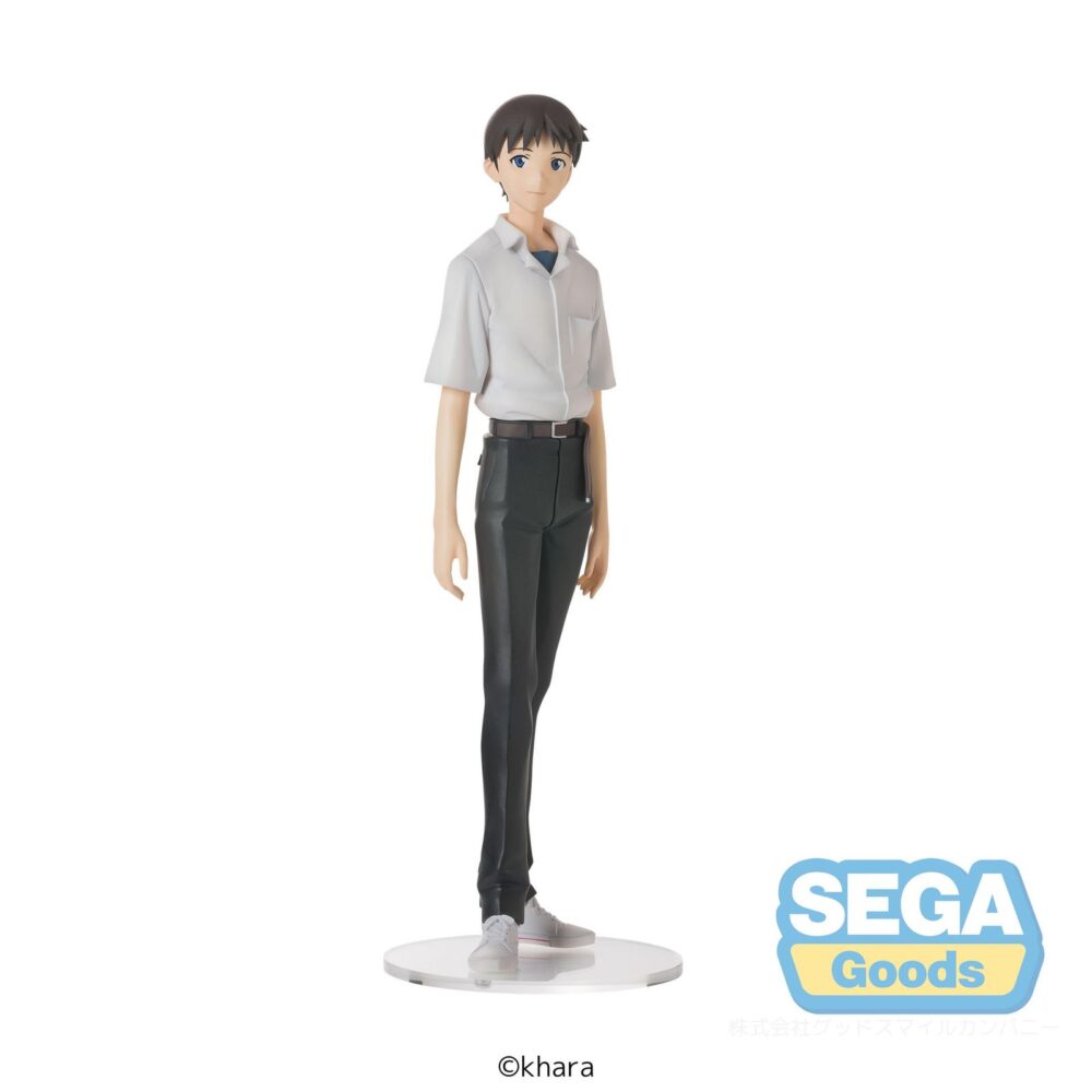 Shinji ikari uniform version rebuild of evangelion high premium. Sega presenta esta figura de shinji ikari en su versión con uniforme, perteneciente a la colección high premium e inspirada en "rebuild of evangelion". Mide unos 22 cm de alto y destaca por su pose relajada y su expresivo diseño. Fabricada en pvc. Ideal para exponer con kaworu nagisa uniform version rebuild of evangelion high premium (se venden por separado).