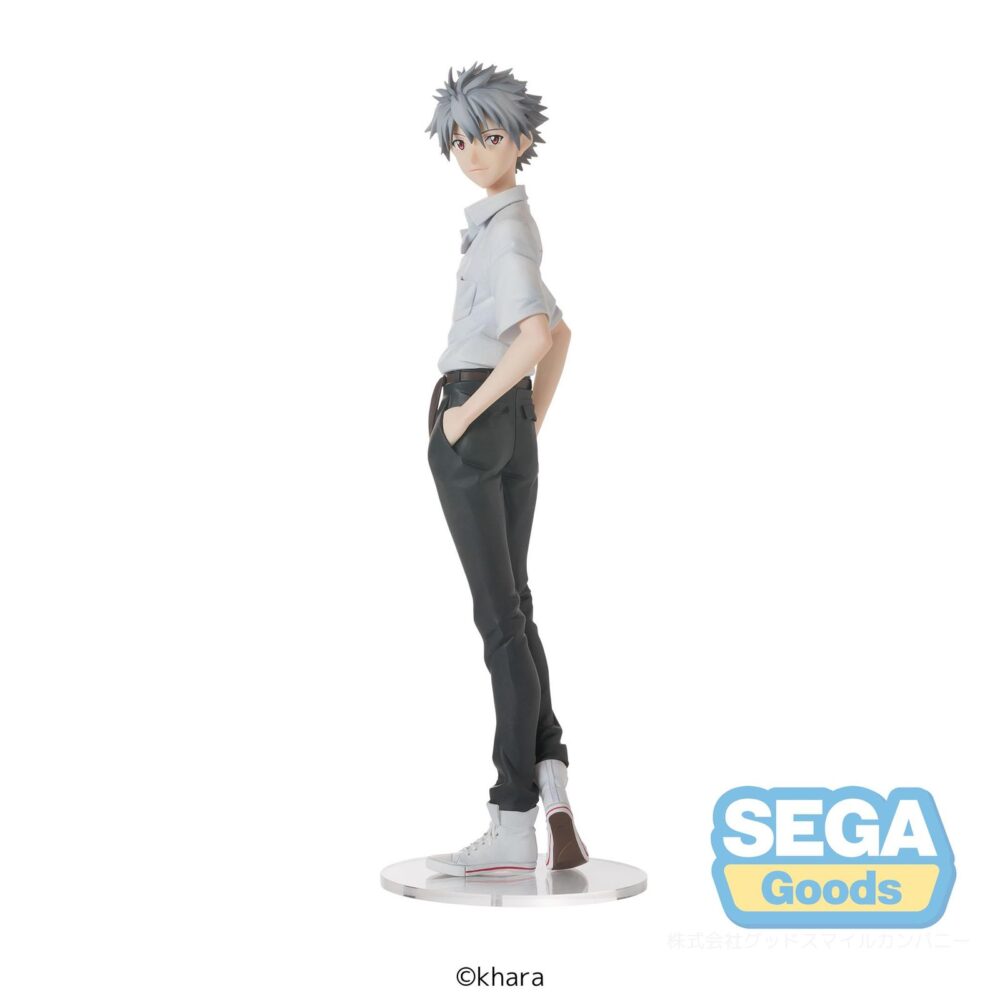 Kaworu nagisa uniform version rebuild of evangelion high premium. Sega presenta esta figura de kaworu nagisa en su versión con uniforme, perteneciente a la colección high premium e inspirada en "rebuild of evangelion". Mide unos 22 cm de alto y destaca por su expresivo diseño. Fabricada en pvc.   ideal para exponer con shinji ikari uniform version rebuild of evangelion high premium (se venden por separado).
