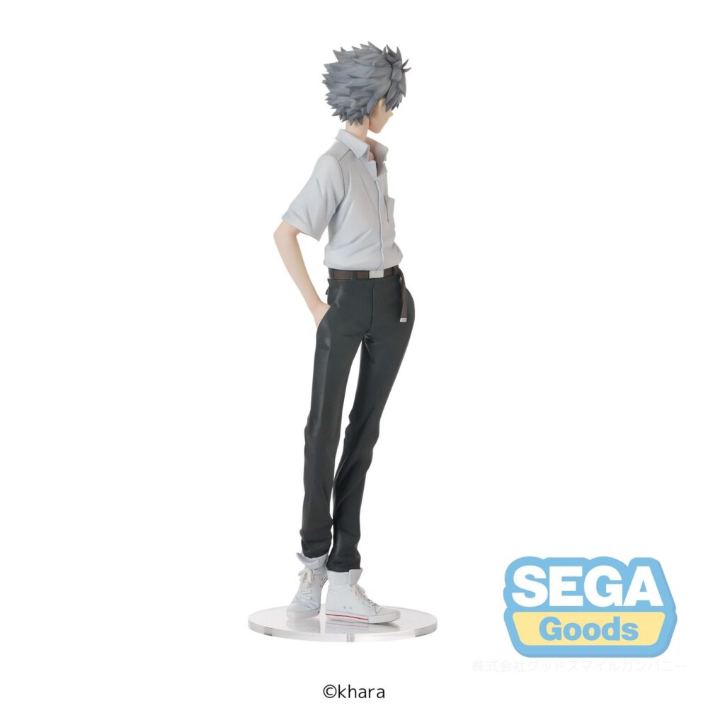 Kaworu nagisa uniform version rebuild of evangelion high premium. Sega presenta esta figura de kaworu nagisa en su versión con uniforme, perteneciente a la colección high premium e inspirada en "rebuild of evangelion". Mide unos 22 cm de alto y destaca por su expresivo diseño. Fabricada en pvc.   ideal para exponer con shinji ikari uniform version rebuild of evangelion high premium (se venden por separado).