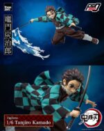 TANJIRO KAMADO DEMON SLAYER KIMETSU NO YAIBA THREEZERO. Del fenomenal anime "Demon Slayer: Kimetsu no Yaiba", ¡se estrenó una serie de figuras coleccionables a escala 1/6 como parte de la línea FigZero de threezero! ¡La primera figura es del protagonista, Tanjiro Kamado! FigZero 1/6 Tanjiro Kamado mide aproximadamente 27,5 cm de alto. Es una figura coleccionable completamente articulada con aproximadamente 37 puntos de articulación. Los materiales utilizados para la figura son principalmente ABS, PVC, POM y tela. La vestimenta de la figura incluye el uniforme de Demon Slayer Corps hecho en tela y el icónico haori de Tanjiro con un alambre de metal en el interior para poder posarla. La figura viene con tres expresiones faciales intercambiables (una cara sonriente, una cara seria y una cara de mordaza) y seis pares de manos intercambiables. Los accesorios adicionales incluyen una espada Nichirin de metal, un cuchillo y una caja de madera hecha de plástico. Además, se incluyen una parte con efecto de respiración (con imán en el interior) y una parte con efecto de respiración acuática para mostrar la dinámica esgrima de Tanjiro.