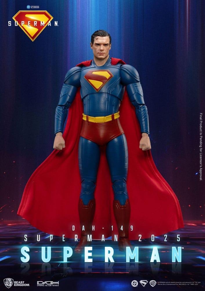 Superman & krypto superman (2025) dynamic action heroes. Esta figura de acción de beast kingdom acompaña a la película superman (2025). Mide aprox. 21 cm de alto y viene en una caja impresa con otras piezas y accesorios intercambiables. ¡el superhéroe más icónico del universo dc, superman, regresa triunfalmente! Inspirado en la próxima película de dc studios, superman: 2025, beast kingdom presenta con orgullo una nueva versión del hombre de acero bajo la línea dynamic 8ction heroes (dah). ¡adéntrate en metrópolis y presencia el renacimiento de una leyenda! Elaborada con escultura 3d de alta gama y pintura profesional, esta figura recrea fielmente el nuevo diseño del traje de la película superman: 2025. Un traje azul marino intenso se complementa con una capa roja brillante, y el clásico emblema "s" en el pecho se presenta en una llamativa escultura tridimensional en rojo y amarillo, que simboliza el resurgimiento de la esperanza y la justicia. La escultura de la cabeza captura la esencia del actor en pantalla, desde su icónico peinado hasta su mirada penetrante y decidida. La figura cuenta con aproximadamente 22 puntos de articulación, lo que permite a los coleccionistas recrear diversas poses clásicas. También incluye cuatro pares de manos intercambiables (puños, manos abiertas, manos que sostienen objetos y manos relajadas) para una exhibición dinámica. Como extra, el set incluye al fiel compañero canino de superman, krypto el superperro, que recrea a la perfección su vínculo heroico y añade aún más valor a tu colección. Estés donde estés, superman siempre representará el lado más brillante de la humanidad. ¡deja que este legendario héroe de krypton brille como la pieza central de tu colección!