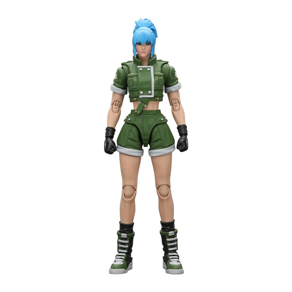 Leona heidern the king of fighters’98 hero team. Joytoy x snk presentan la figura de acción de leona heidern de la serie «the king of fighters '98», tamaño aprox. 11 cm esta detallada figura de acción a escala 1/12 captura el aspecto icónico de leona con su atuendo táctico, su característico pelo azul y su expresión feroz. Totalmente articulada y equipada con sus emblemáticas armas, esta figura es imprescindible para los fans y coleccionistas de kof.