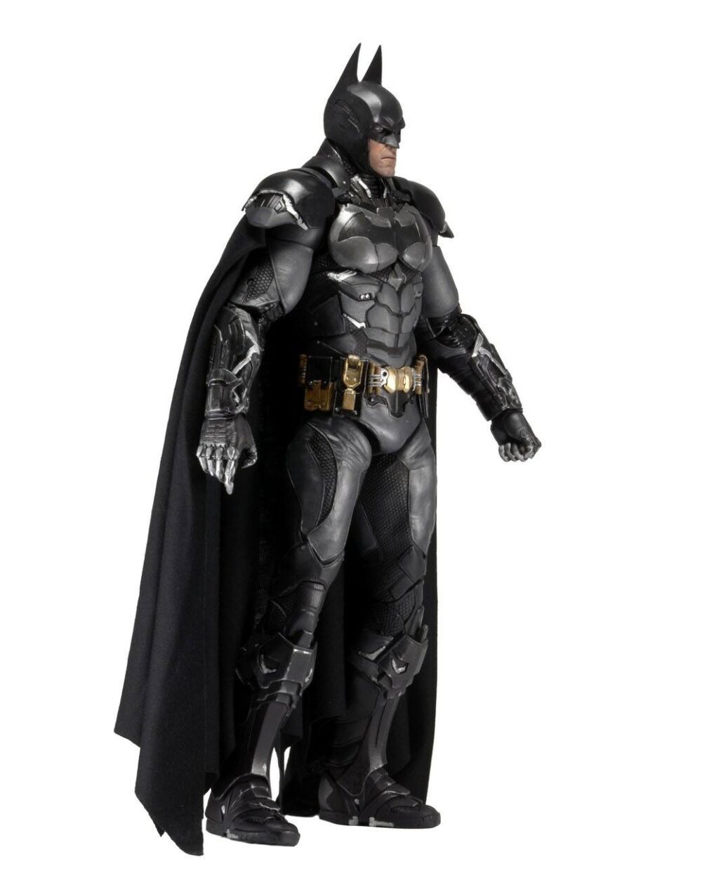 Batman arkham knight 1/4.  de la exitosa serie de videojuegos batman arkham, esta impresionante figura de acción de batman a escala 1/4 está basada en la apariencia del caballero de la noche en el videojuego arkham knight. Batman mide más de 45 cm y presenta un increíble nivel de detalle, fiel al modelo del juego. Cuenta con más de 25 puntos de articulación e incluye accesorios como batarang y garfio, múltiples manos intercambiables y una capa de tela suave.