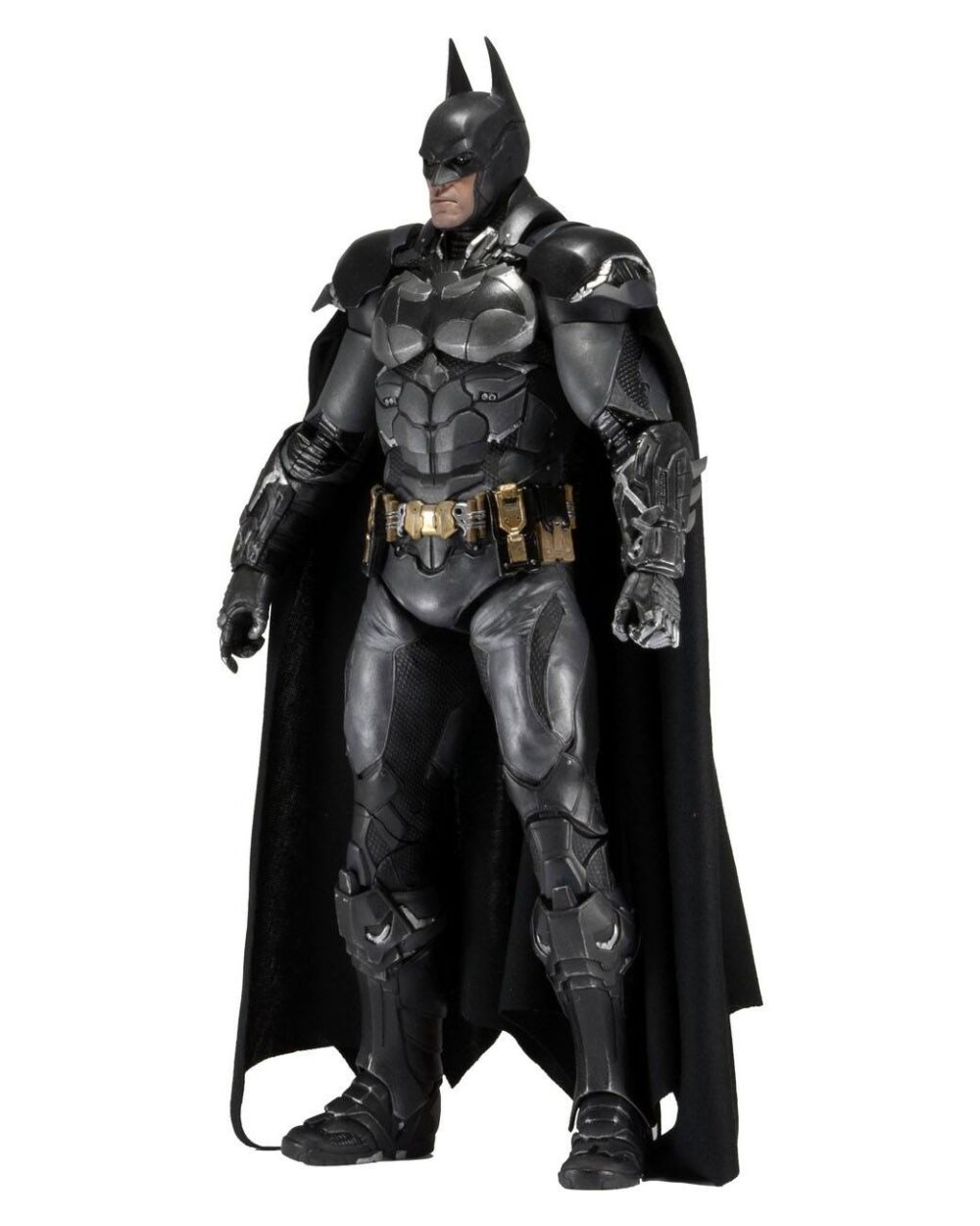Batman arkham knight 1/4.  de la exitosa serie de videojuegos batman arkham, esta impresionante figura de acción de batman a escala 1/4 está basada en la apariencia del caballero de la noche en el videojuego arkham knight. Batman mide más de 45 cm y presenta un increíble nivel de detalle, fiel al modelo del juego. Cuenta con más de 25 puntos de articulación e incluye accesorios como batarang y garfio, múltiples manos intercambiables y una capa de tela suave.