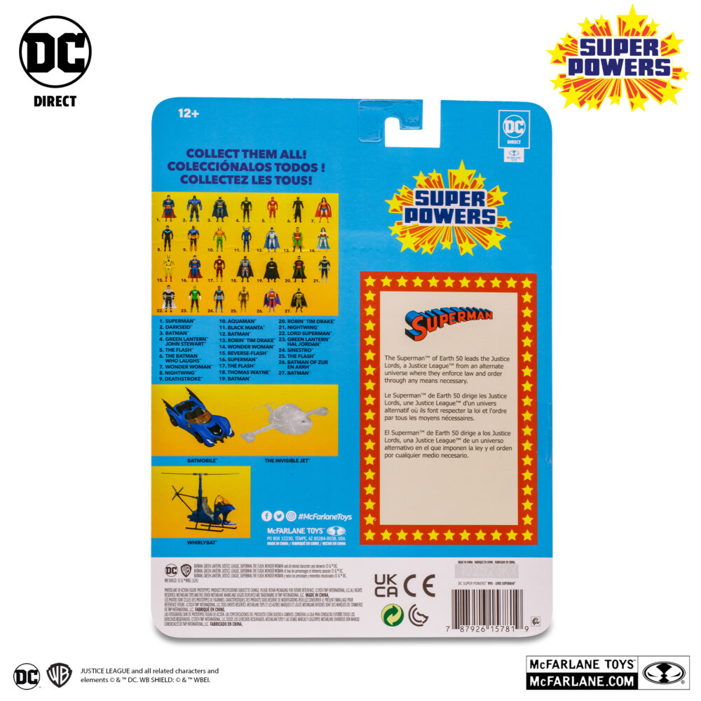 Lord superman (super powers). Los justice lords provienen de un universo alternativo en el que la liga de la justicia™ decidió imponer la ley y el orden por cualquier medio necesario. Hace años, la liga de la justicia™ los derrotó, y wonder woman™ regresó a su mundo con ellos para asegurarse de que permanecieran bajo control. Pero algo salió mal. Ahora, wonder woman ha vuelto al mundo de batman beyond™, y superman™ y bruce wayne™ intuyen que ella oculta algo. Mientras terry mcginnis™ emprende un peligroso viaje al mundo de los justice lords para descubrir los secretos de wonder woman —y se encuentra con una versión de sí mismo cuya vida tomó un rumbo muy diferente—, los justice lords regresan a nuestra tierra en busca de wonder woman.
