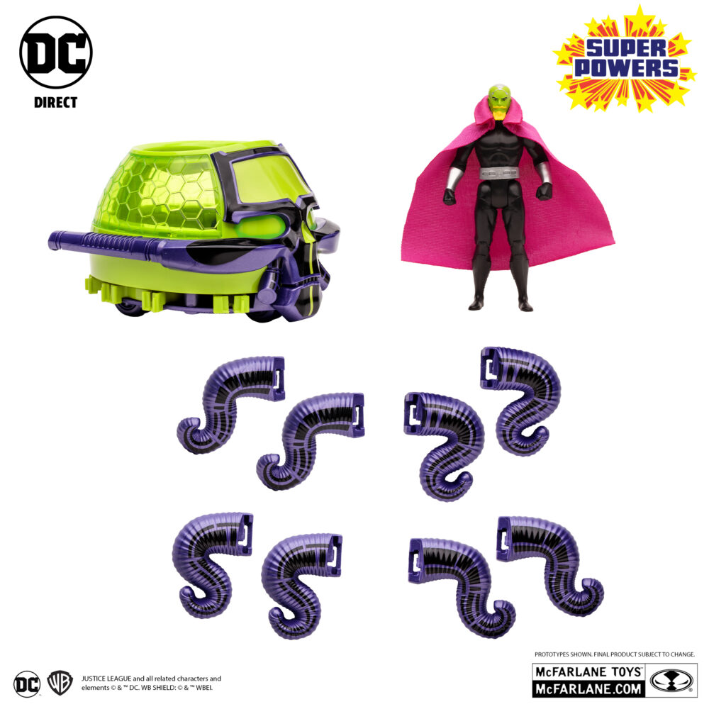 Brainiac with skull ship (gold label) super powers dc direct. Gracias a su cerebro altamente avanzado y computarizado, brainiac siempre va diez pasos por delante de sus oponentes, incluso de los más inteligentes como superman. En última instancia, su incapacidad para ver más allá de la lógica pura siempre ha sido su perdición. Pero, al igual que un virus informático malicioso que nunca se puede eliminar por completo, brainiac siempre consigue reaparecer cuando menos se lo espera.