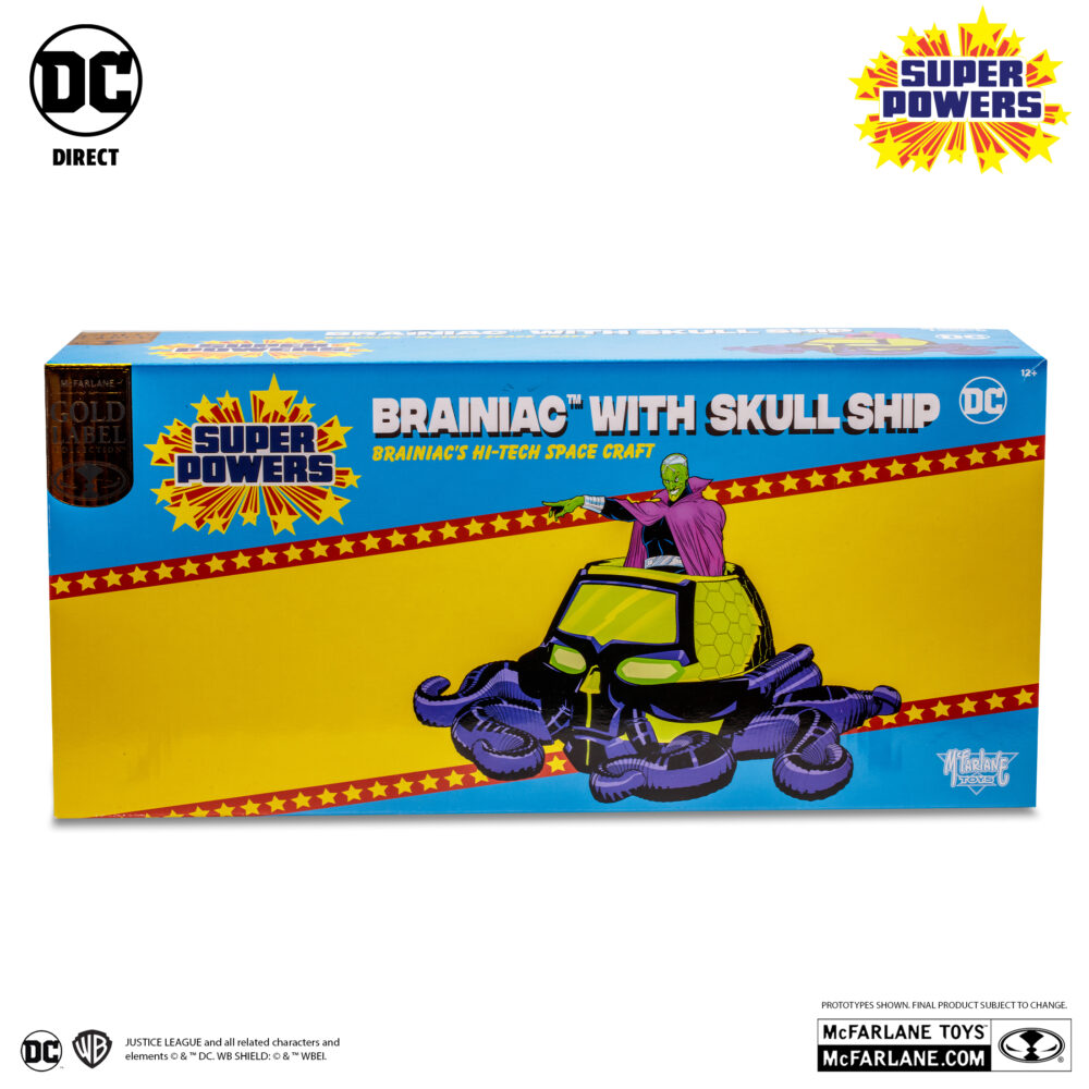 Brainiac with skull ship (gold label) super powers dc direct. Gracias a su cerebro altamente avanzado y computarizado, brainiac siempre va diez pasos por delante de sus oponentes, incluso de los más inteligentes como superman. En última instancia, su incapacidad para ver más allá de la lógica pura siempre ha sido su perdición. Pero, al igual que un virus informático malicioso que nunca se puede eliminar por completo, brainiac siempre consigue reaparecer cuando menos se lo espera.