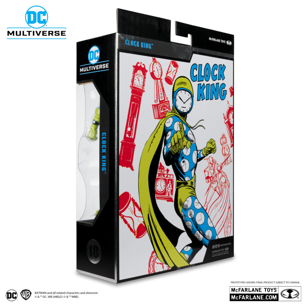 Clock king mcfarlane collector edition.  las autoridades consideraban al rey del reloj un villano de segunda categoría debido a su falta de superpoderes y su extraña obsesión con los relojes. Nacido con el acertado nombre de william tockman, el rey del reloj comenzó su carrera criminal después de que los médicos diagnosticaran erróneamente que había padecido una enfermedad mortal y que le quedaba poco tiempo de vida. Decidido a aprovechar al máximo cada segundo de su vida, cometió una serie de robos relacionados con relojes como el rey del reloj. El objetivo principal de tockman era robar suficiente dinero para que su hermana discapacitada recibiera buenos cuidados tras su muerte.