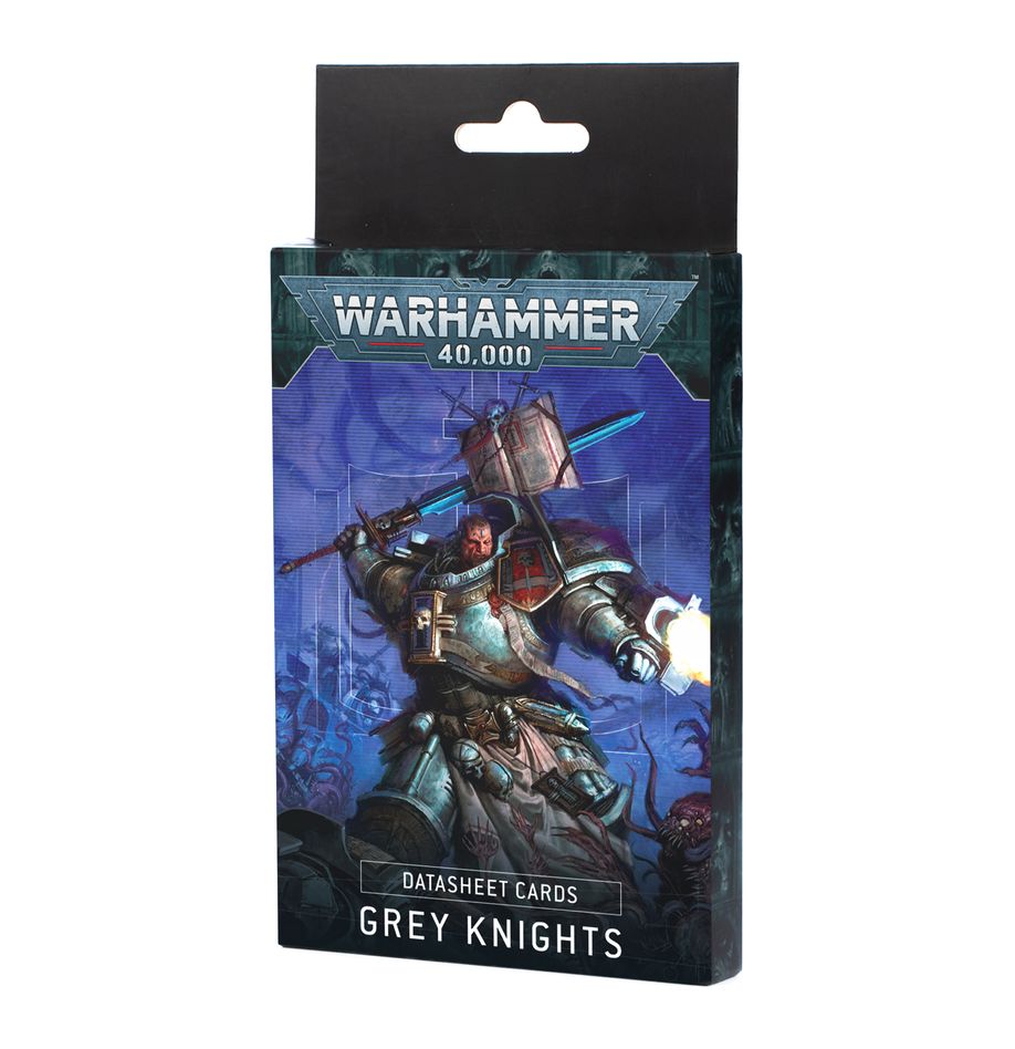 Datasheet cards: grey knights (inglés) warhammer 40000. Solo en inglés. The grey knights go to war with an arsenal unlike any other chapter of space marines. All their equipment is bespoke, made to their own specifications in clandestine manufactories. Though they look similar to other adeptus astartes, they are far more specialised and deadly. This set of 30 cards will help you keep track of your grey knights units in games of warhammer 40,000. There are individual datasheet cards for each unit – detailing their profiles, wargear, options, and special abilities. They are an ideal way to easily check key information in the heat of battle. You'll also find a reference card for the grey knights army rule and special datasheet cards for use in combat patrol games.