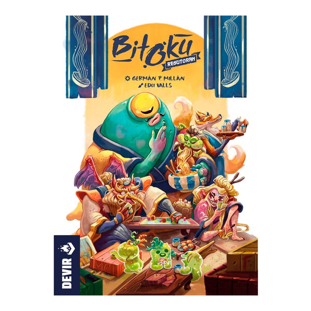 Bitoku resutoran.  ¡comensales, bienvenidos! En este humilde restaurante se cocinan los más deliciosos manjares y los espíritus se reúnen para contar sus historias mientras beben sake y juegan a los dados. Os hemos preparado un menú degustación con el que vais a poder disfrutar de los mejores sabores del bosque ancestral.   obra de germán p. Millán (autor de kingdom defenders y sabika) e ilustrado por edu valls, la expansión bitoku resutoran se compone de tres menús diferentes (o módulos) que podéis añadir al juego base. Podéis añadir uno, dos o incluso los tres módulos (si ya domináis el juego básico), siempre en la combinación que prefiráis.