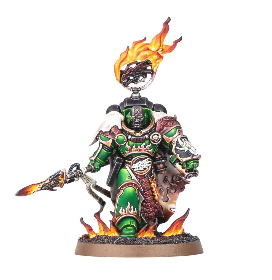 VULKAN HE'STAN SALAMANDERS WARHAMMER 40000. Vulkan He'stan, Padre Forjador de los Salamandras, marcha a la batalla empuñando las armas de su Primarca. Infatigable en su búsqueda de las antiguas reliquias de Vulkan, siempre se muestra dispuesto a hacer frente a cualquier peligro y enemigo con tal de ver cumplidos sus juramentos. Con este kit multicomponente de plástico puedes montar a Vulkan He'stan, un héroe legendario para tus ejércitos de Marines Espaciales de Warhammer 40,000. Como Padre Forjador del Capítulo, se le ha confiado la custodia de las reliquias del Primarca: la Lanza de Vulkan, una hoja que arde con tanta intensidad que puede incendiar incluso la ceramita; el Manto de Kesare, una capa impenetrable hecha de escamas de draco; y el Guantelete de la Forja, cuya furia fundida nadie puede resistir. La miniatura está repleta de detalles característicos de los Salamandras, como iconografía del capítulo, llamas finamente esculpidas en la armadura y escamas de lagarto. También incluye dos cabezas a elegir: una con casco y otra descubierta. Vulkan es una incorporación ideal para tu colección de Salamandras, excelente para desatar la furia de la forja en el campo de batalla.