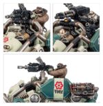 KAPRICUS DEFENDER/CARRIER: LEAGUES OF VOTANN WARHAMMER 40000. Los Káprica Defensores son rápidas máquinas exploradoras de bobina magnética. Fuertemente armados, algunos portan cañones de magnetorriel que pueden aniquilar blindados de tamaño muy superior al suyo. Otros llevan multicañones que, combinados con los cañones magnetoautomáticos del Defensor, permiten a su tripulación arrasar la infantería enemiga para apoyar el avance de los suyos. Con este kit multicomponente de plástico puedes montar un Káprica Defensor, un veloz vehículo de apoyo de fuego para tus ejércitos de las Ligas de los Votann de Warhammer 40,000. Rápido y resistente, con un arma pesada montada en afuste exterior (a elegir entre un cañón de magnetorriel capaz de atravesar blindajes, o un multicañón LasMAX antiinfantería) y dos cañones magnetoautomáticos, es perfecto para apoyar tu avance con una gran potencia de fuego adicional. El kit incluye seis cabezas para personalizar a la dotación, incluidas dos cabezas de Ferrofamiliares.
