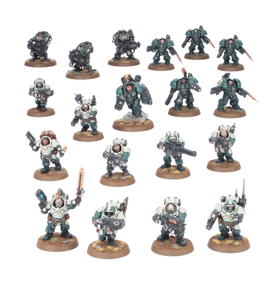 COMBAT PATROL: LEAGUES OF VOTANN WARHAMMER 40000. Vynn, Tumba de la Perdición es reconocido entre los suyos como un verdugo de las amenazas más temibles y un guardián implacable del futuro de su pueblo. Lidera una fuerza de choque flexible compuesta por versátiles Sucesores Combatientes, la élite de los Guardamoradas Einhyr y los pesados Estruendosos Brôkhyr para expandir las posesiones de la Familia. Si quieres asegurar tu territorio en nombre de los Ancestros, esta caja es la manera perfecta de comenzar una nueva colección de las Ligas de los Votann (o ampliar un ejército existente) y ahorrar dinero en comparación con la compra de las cajas por separado. La fuerza está liderada por Vynn, Tumba de la Perdición, un poderoso héroe equipado con un exotraje pesado, y acompañado por una escolta de Guardamoradas Einhyr. Una unidad de Estruendosos Brôkhyr proporciona apoyo a distancia mientras los Sucesores reclaman objetivos clave. Estas 19 miniaturas de plástico representan una fuerza completa del Baluarte de Vynn para usar en partidas tácticas y ajustadas de Patrulla de Warhammer 40,000. Las reglas de esta Patrulla están disponibles como descarga gratuita en el sitio web de Warhammer Community.