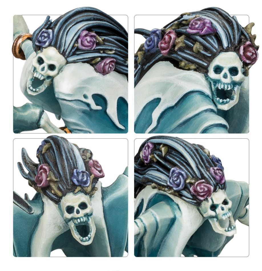 SPEARHEAD: NIGHTHAUNT – CURSED SHACKLEHORDE WARHAMMER AGE OF SIGMAR. Cuando las Noctánimas se congregan para ir a la guerra, lo hacen en torno a lugares de muerte. Al percibir a los vivos, descienden en masa a toda velocidad, invocando Hordas encadenadas alrededor de un Atormentado, impelido a capturar almas para arrastrarlas a los oscuros reinos del inframundo. Si tu objetivo es aumentar las filas de siervos de Nagash cosechando almas, esta caja es perfecta para empezar o ampliar una colección de Noctánimas de una forma más económica que comprando los kits por separado. La fuerza se congrega alrededor de un Atormentado protegido por dos Cadenaespectros. Los Espaderos Retornados y las Brujas Segadoras abruman al enemigo y toman objetivos clave, y dos veloces Filoterrores del Tormento montados acaban con las unidades debilitadas, toman objetivos desprotegidos y prestan apoyo allá donde haga falta. Estas miniaturas forman una Punta de lanza completa, lo que significa que puedes ponerte a jugar disputadas partidas tácticas y vengarte de los vivos nada más abrir la caja.
