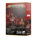 HIGH FALCONER FELGRYN WARHAMMER AGE OF SIGMAR. El Alto Halconero Felgryn, adorado por las masas de siervos y vilipendiado por sus compañeros abominables, es una muestra bestial de un linaje ya de por sí monstruoso. Es comprensible que este vampiro sienta afinidad con las criaturas salvajes, bestias que, enloquecidas por el engaño, obedecen sus órdenes confusas y espían al enemigo para atacarlo con garras relampagueantes. Con este kit multicomponente de plástico puedes montar al Alto Halconero Felgryn, un líder diabólico, y a su “halcón de caza” Garpa para tus ejércitos de Cortes Comecarne de Warhammer Age of Sigmar. Este retorcido guerrero usa sus bestias con gran efectividad, apoyando a tu ejército e inspirando a los siervos próximos a luchar con más tesón si cabe. Estas dinámicas miniaturas son una forma estupenda de darle todavía más personalidad a tu colección y ayudarte a alcanzar la victoria en el tablero de juego.